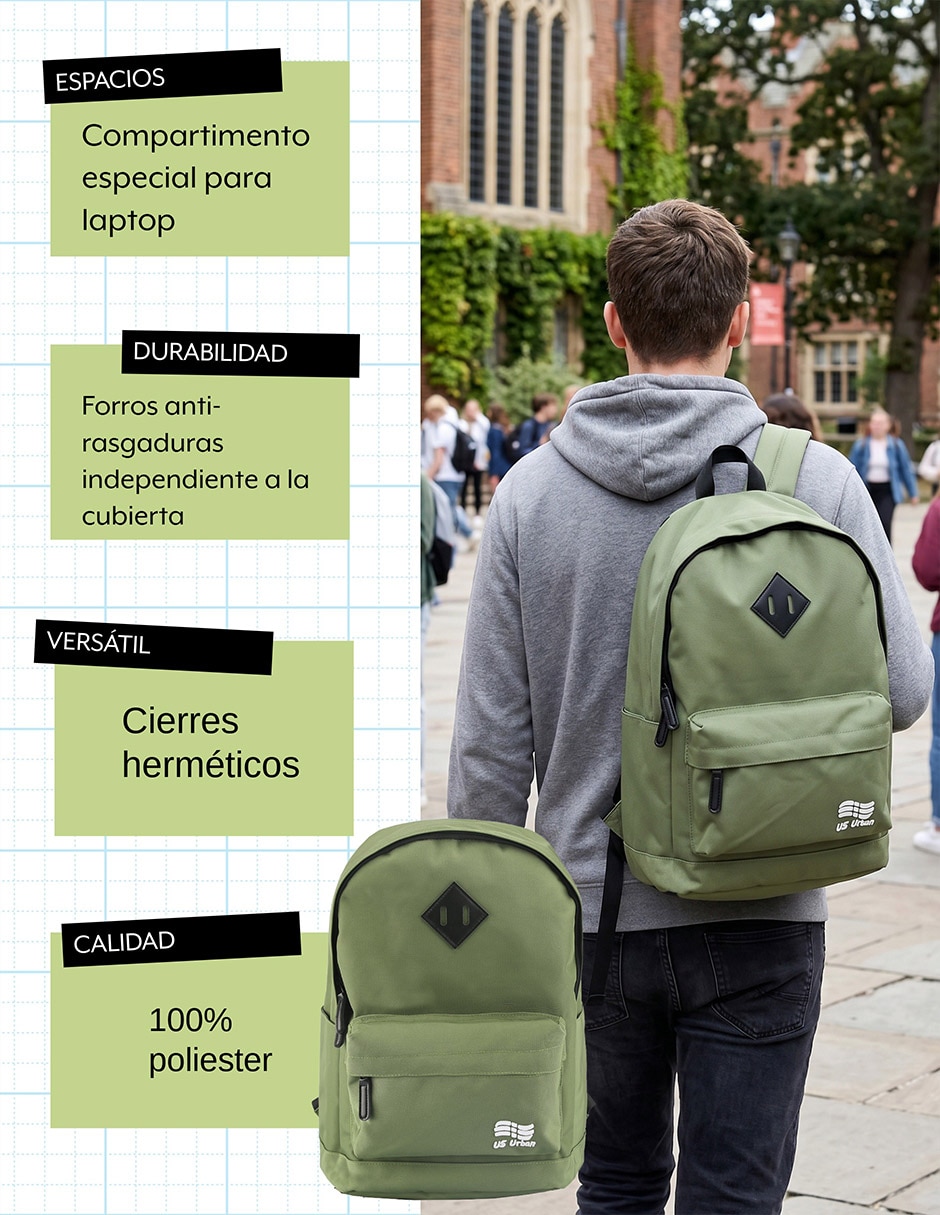 Mochila con portalaptop lisa Us Urban unisex