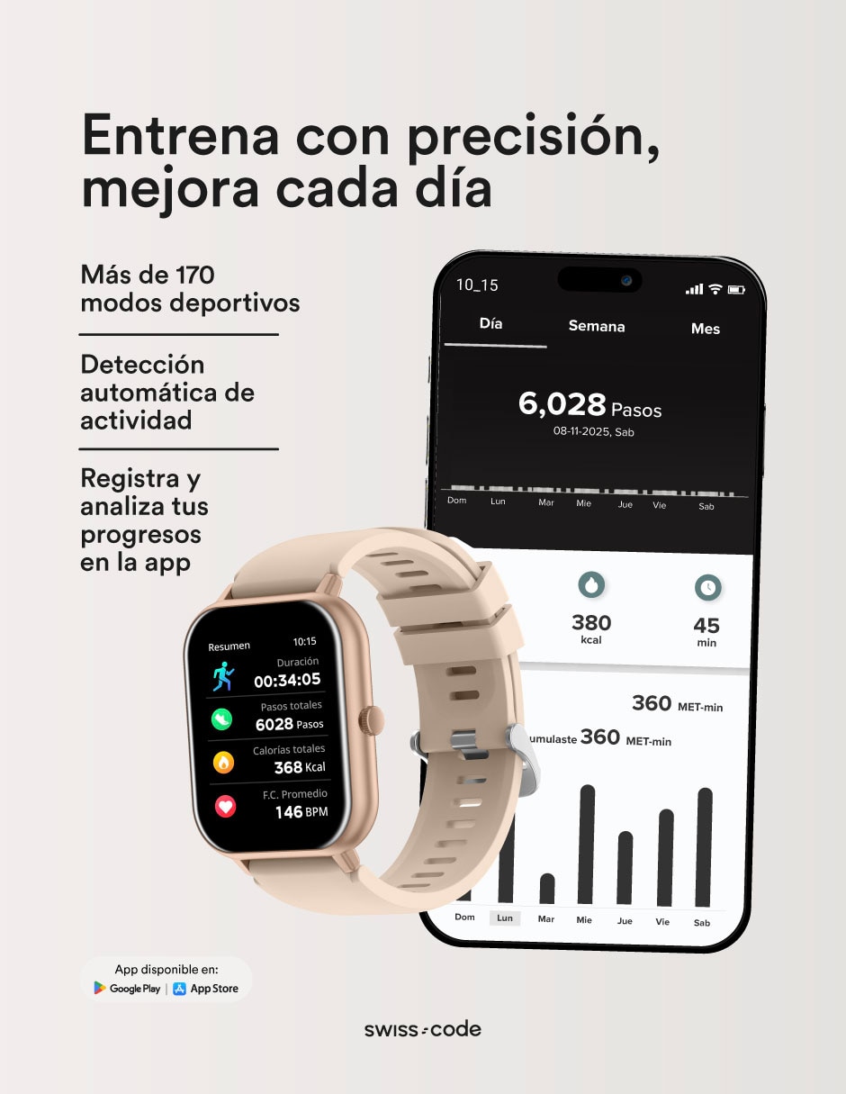 Smartwatch SWISS CODE Square 2 GPT + Nua Clip unisex