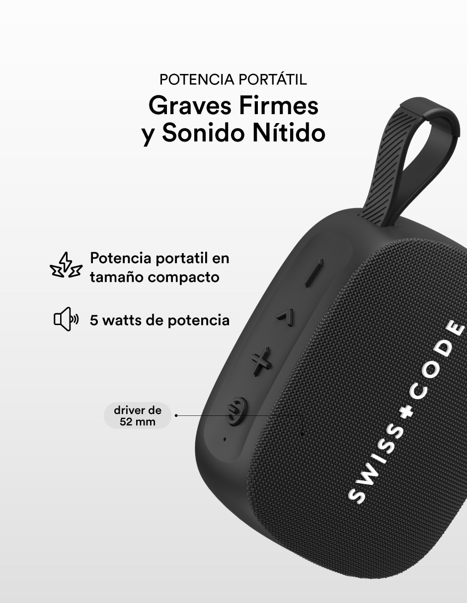 Bocina portátil Swiss Code Juno + Nua Clip inalámbrica