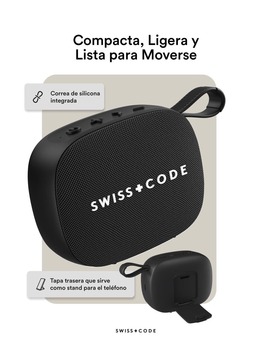 Bocina portátil Swiss Code Juno + Nua Clip inalámbrica
