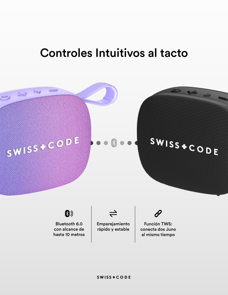 Bocina portátil Swiss Code Juno + Nua Clip inalámbrica