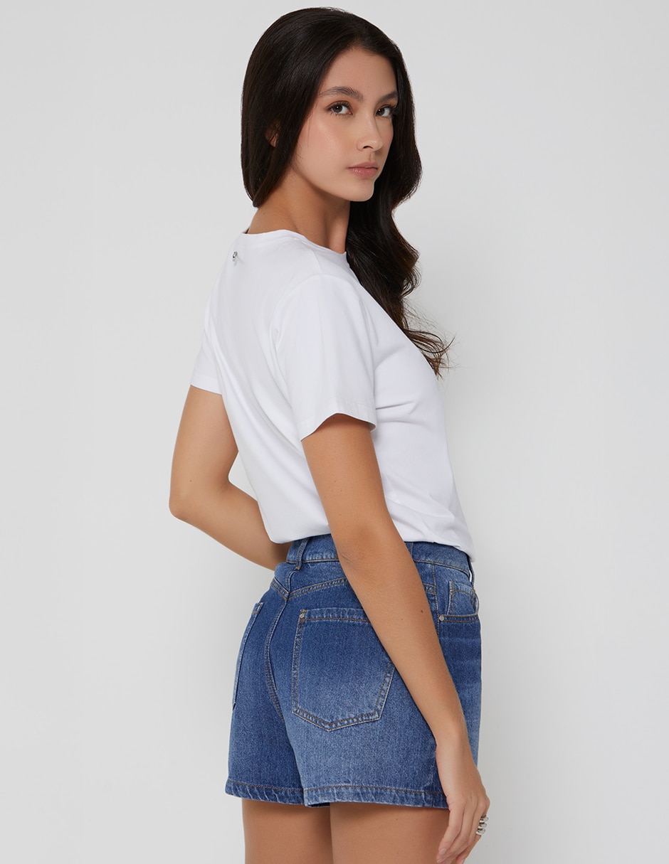 Playera manga corta studio f cuello redondo para mujer