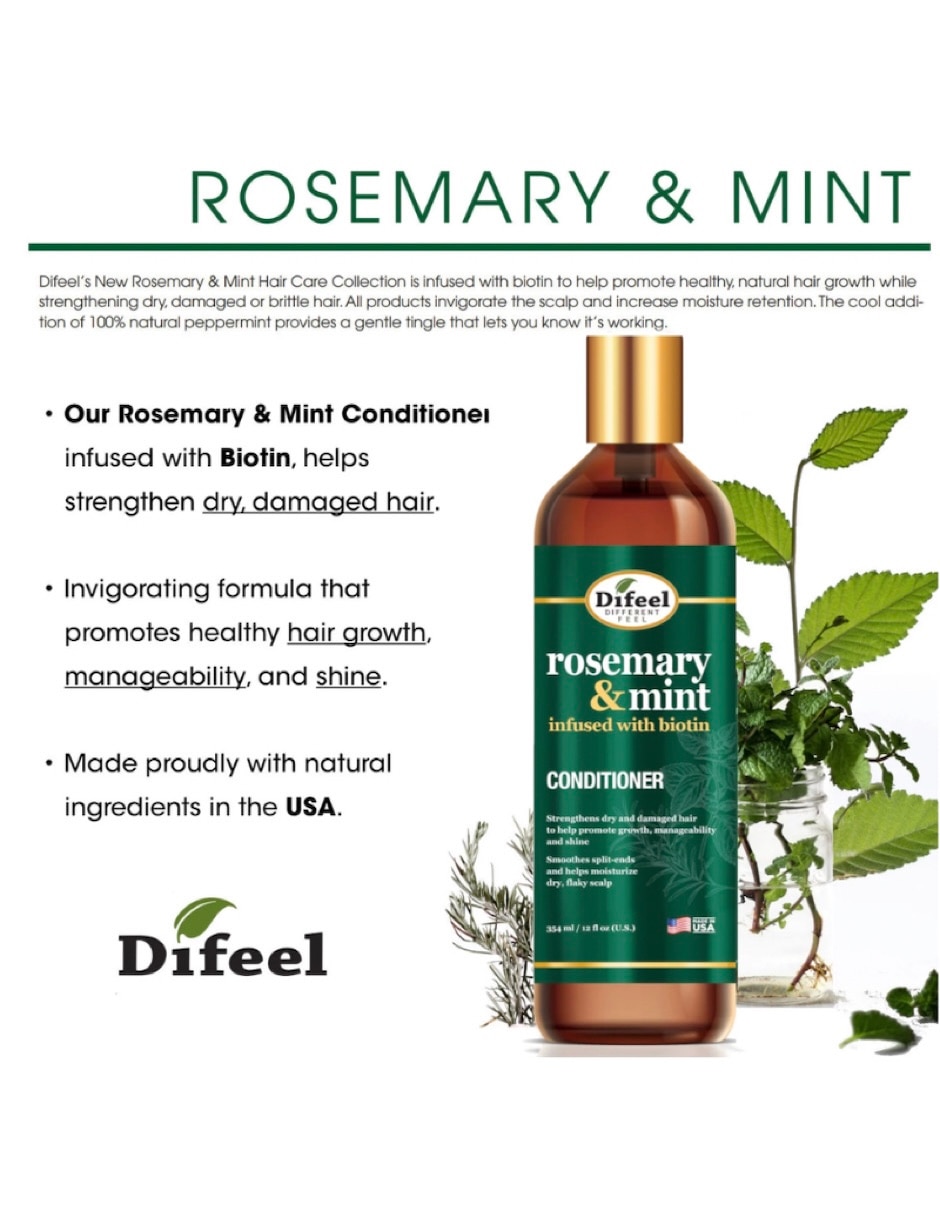 Acondicionador para cabello Acondicionador Difeel Rosemary Mint Difeel 355 ml