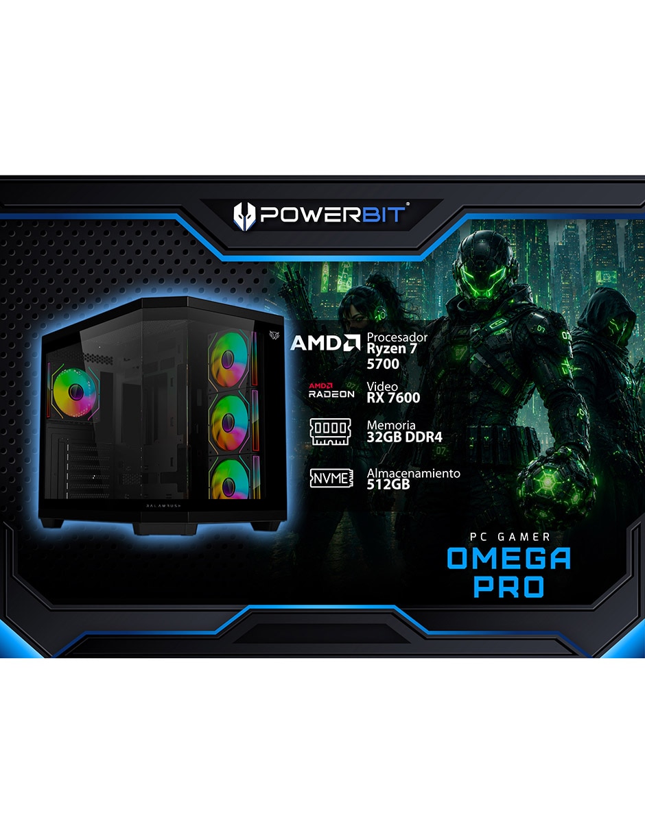 Computadora gamer Omega Pro AMD Ryzen 7 AMD Radeon 32 GB RAM 512 GB