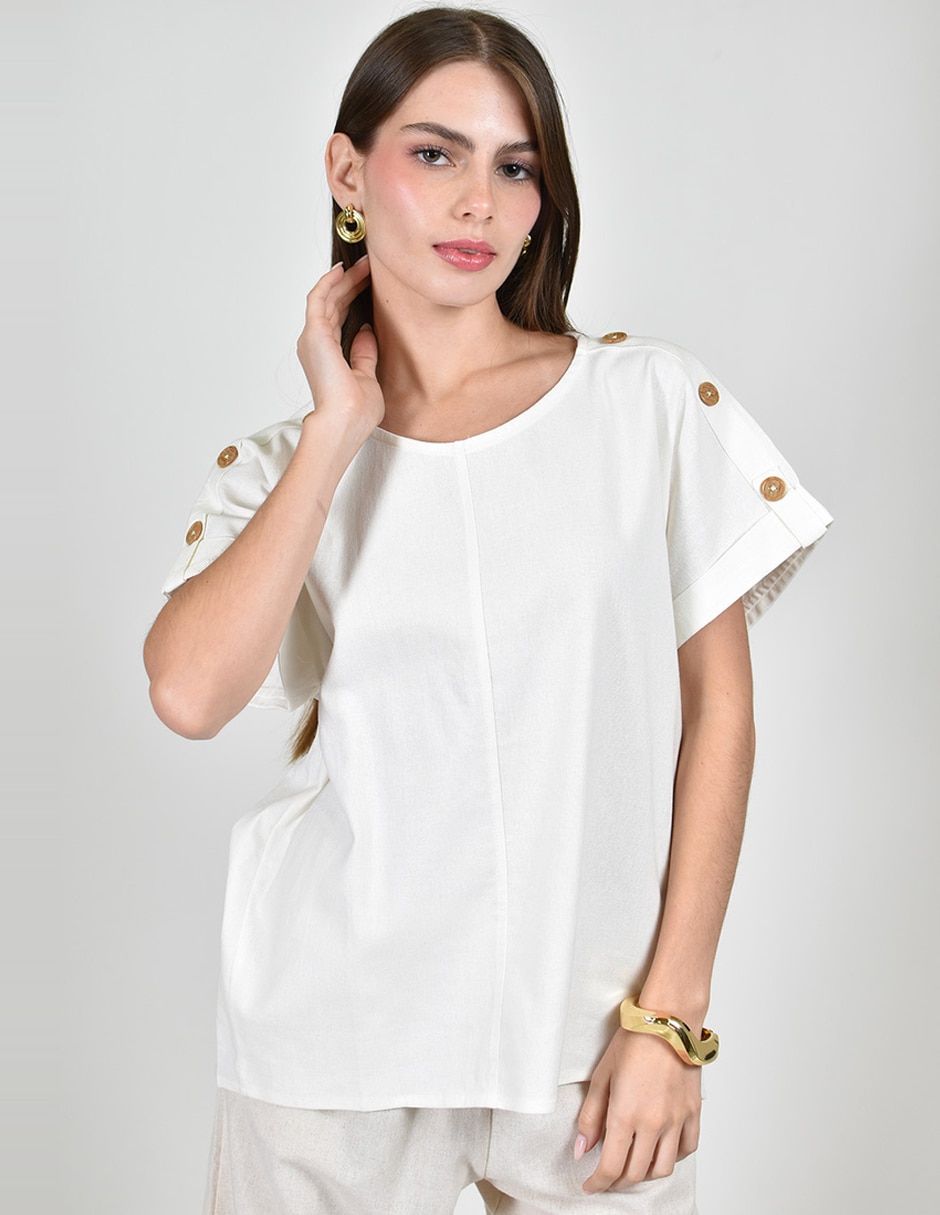 Blusa roman fashion manga corta para mujer