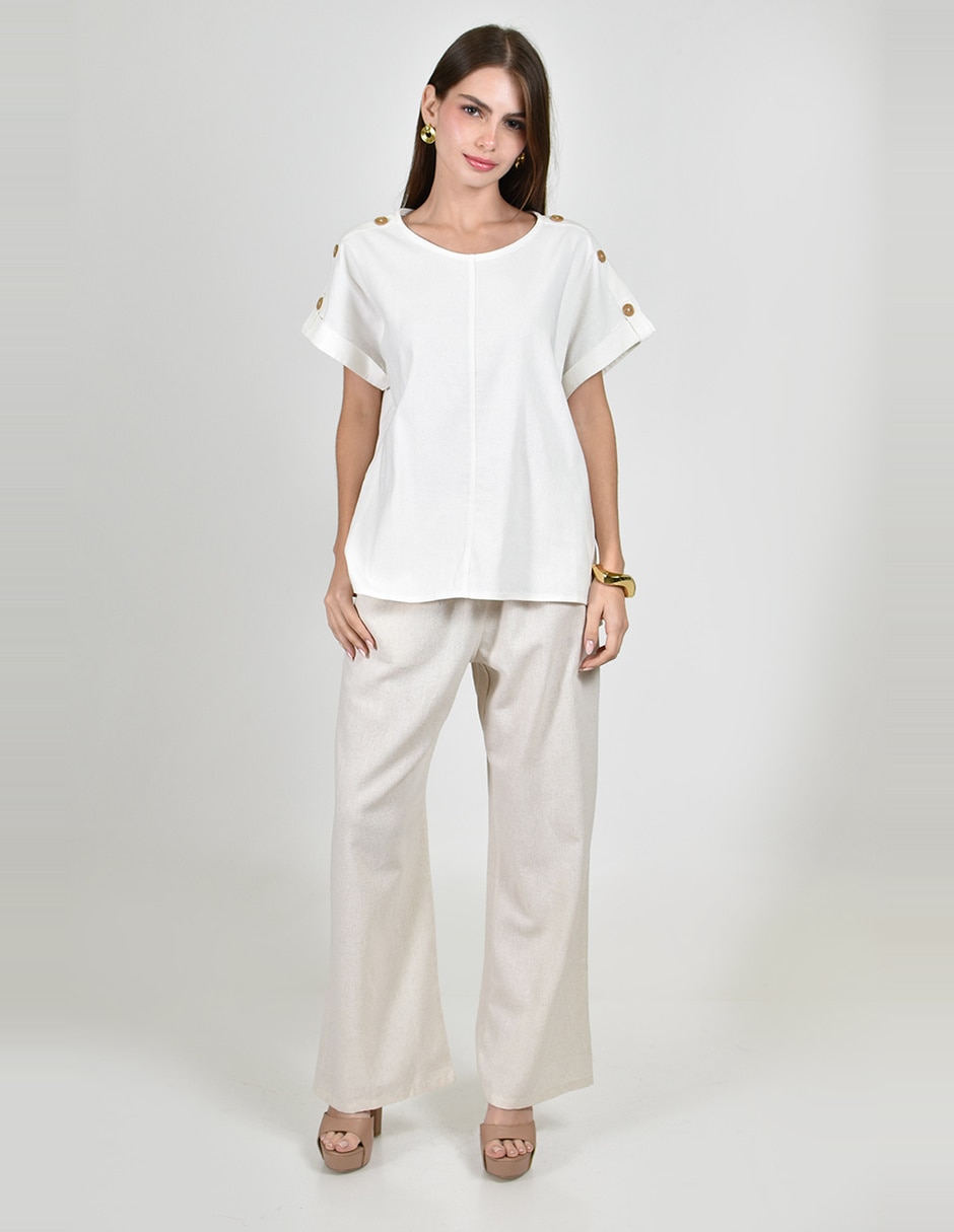 Blusa roman fashion manga corta para mujer