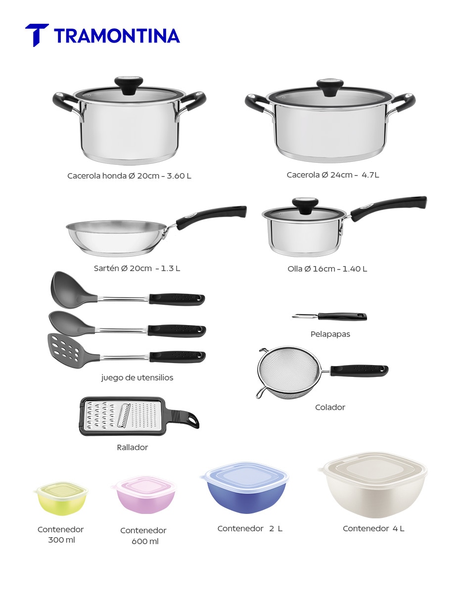 Batería de cocina de aluminio 17 piezas 9