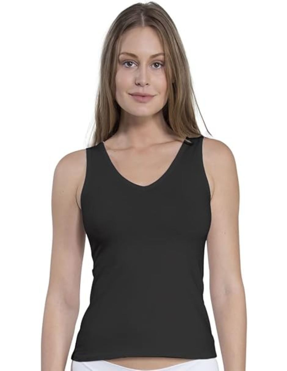 Camiseta cuello v sin manga de algodón pima 1