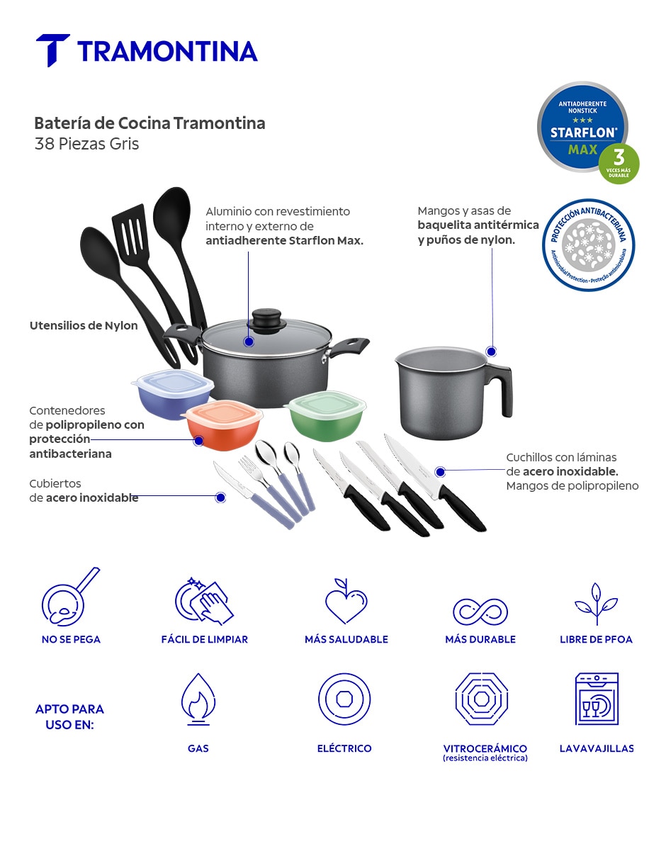 Batería de cocina de aluminio antiadherente Starflon Max 38 piezas 5