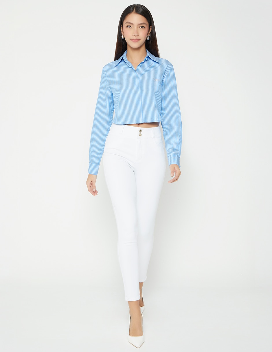 jeans skinny cintura alta studio f para mujer