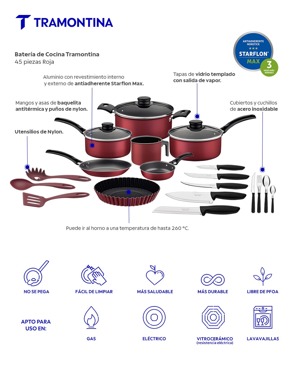 Batería de cocina de aluminio antiadherente Starflon Max 45 piezas 6