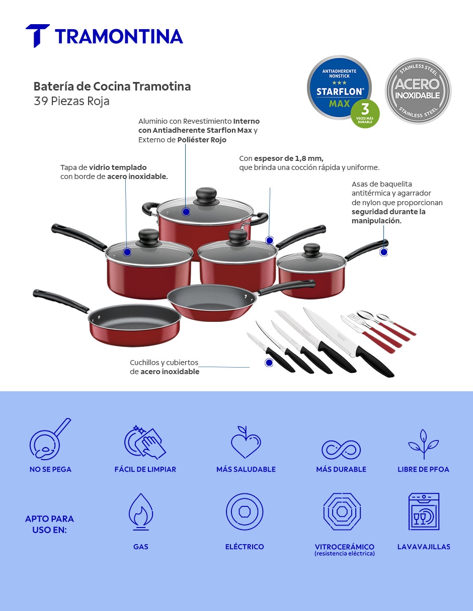 Batería de cocina de aluminio antiadherente Starflon Max 39 piezas 6