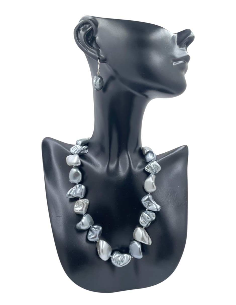 Aretes collar y pulsera de arette de perla 2