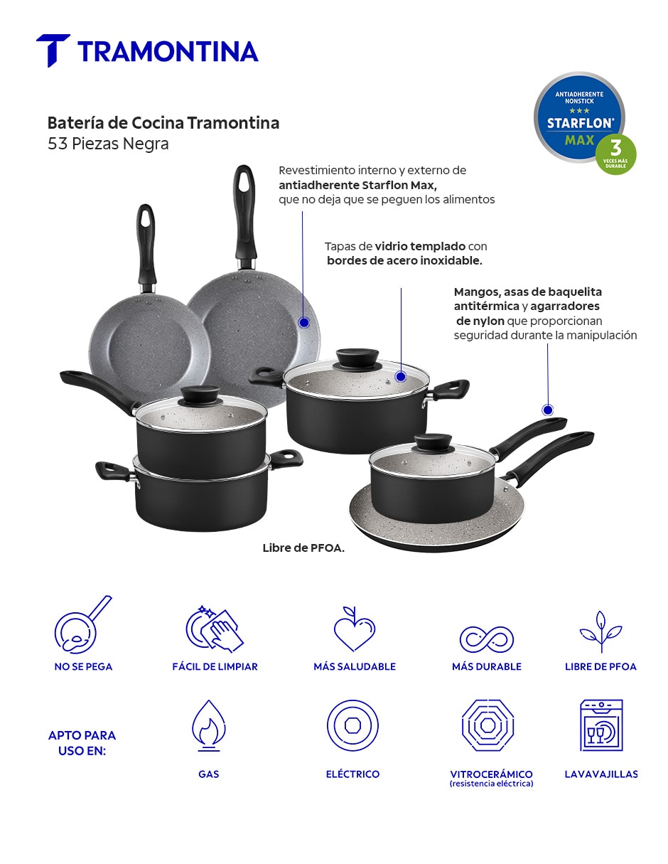 Batería de cocina de aluminio antiadherente Starflon Max 53 piezas 5