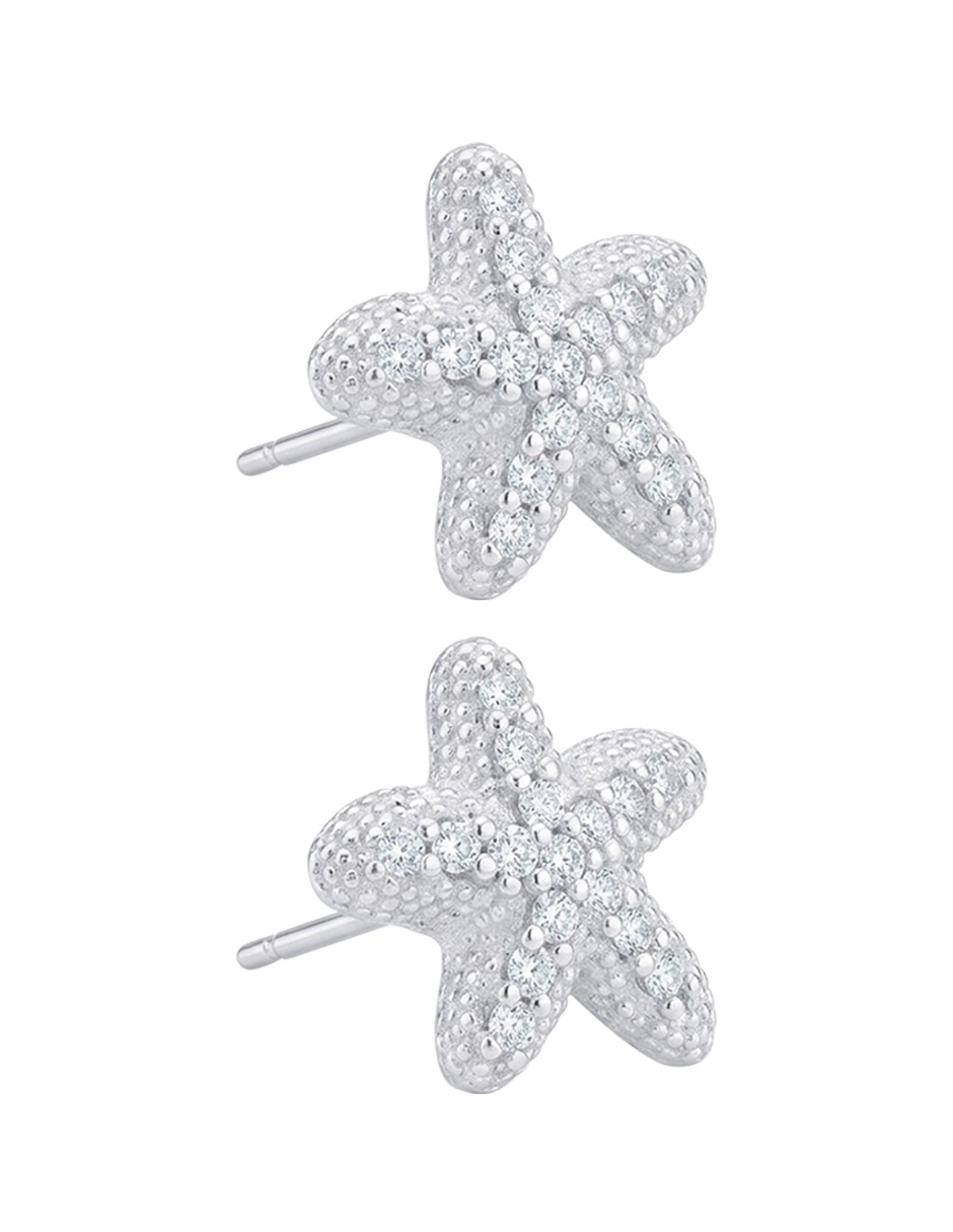 Aretes cortos de clepsidra de plata con acabado brillante circonita 2