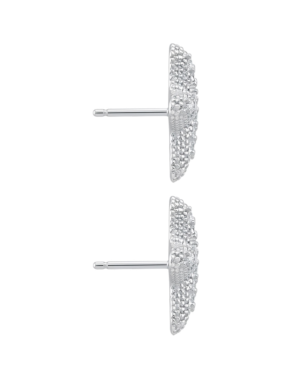 Aretes cortos de clepsidra de plata con acabado brillante circonita 3