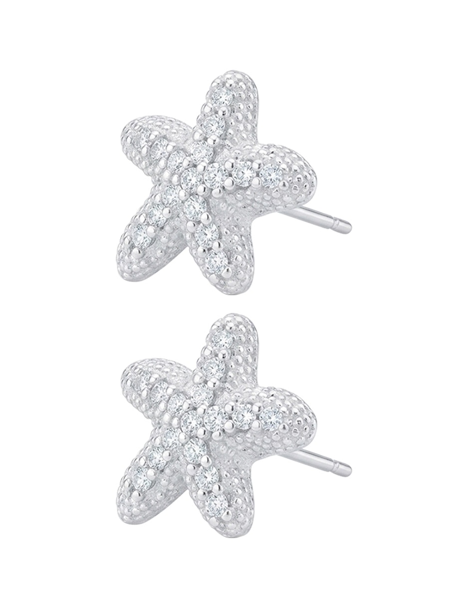 Aretes cortos de clepsidra de plata con acabado brillante circonita 4