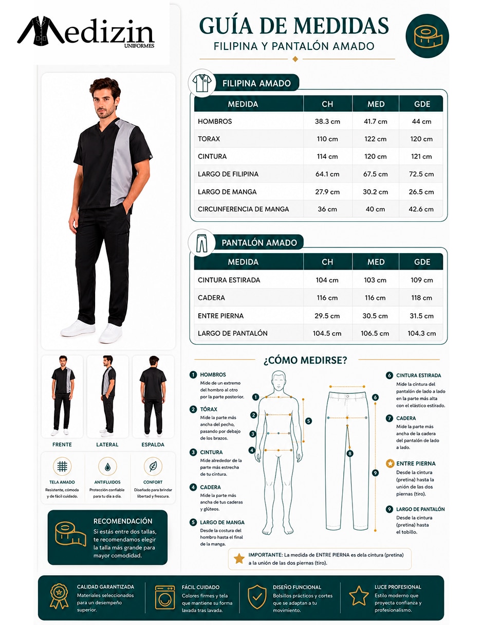 Pijama quirúrgica medizin uniformes estilo relajado para hombre 3