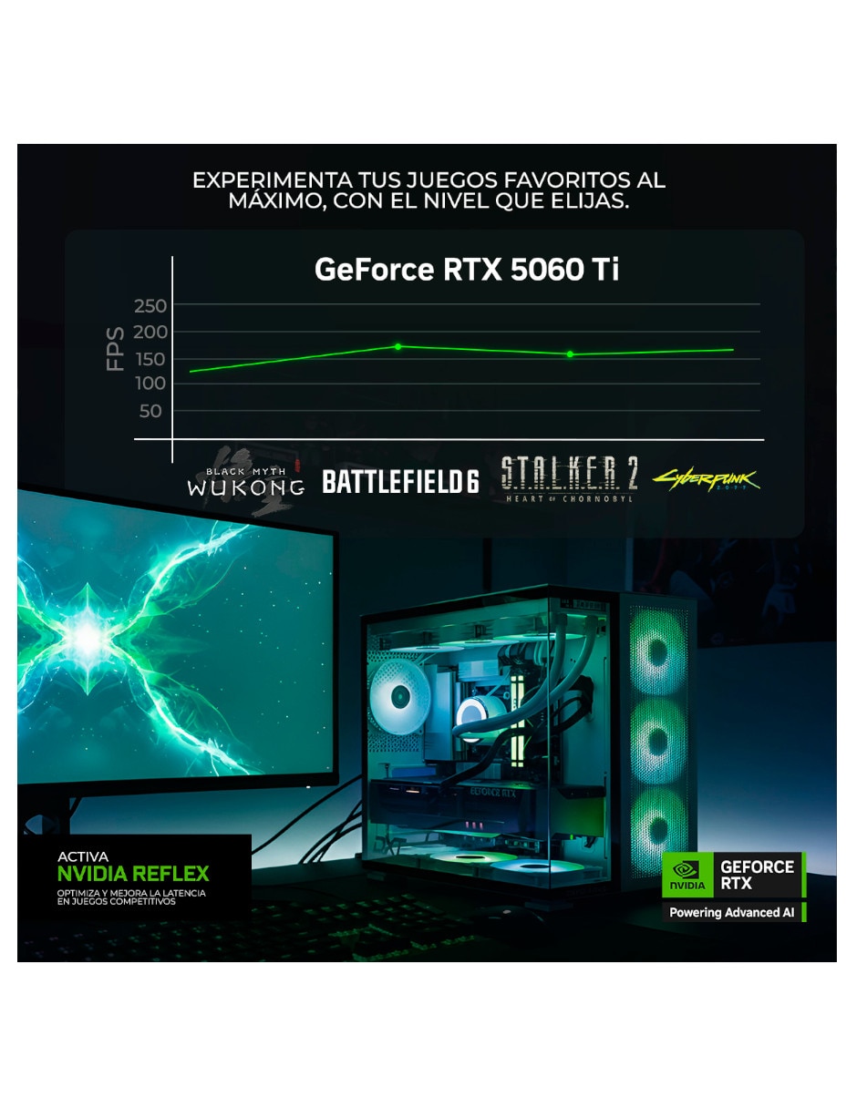 Computadora gamer DXT Gaming DXTU516GB55060TITPW Intel core ultra 5 NVIDIA GeForce RTX 5060 Ti 16 GB RAM 1 TB