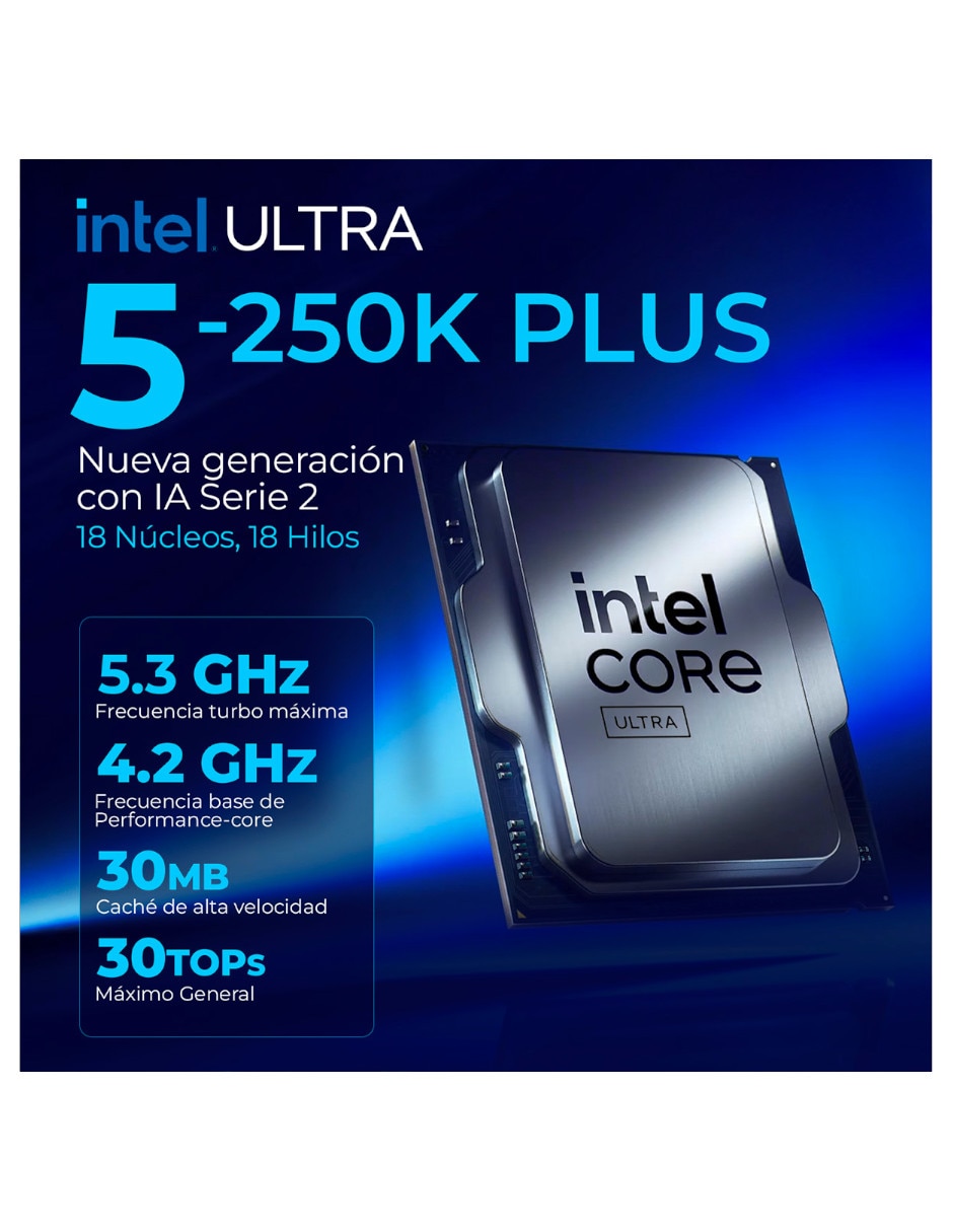 Computadora gamer DXTU516GB55060TIMTPB 31.5 pulgadas Full HD Intel core ultra 5 NVIDIA GeForce RTX 5060 Ti 16 GB RAM 1 TB 7