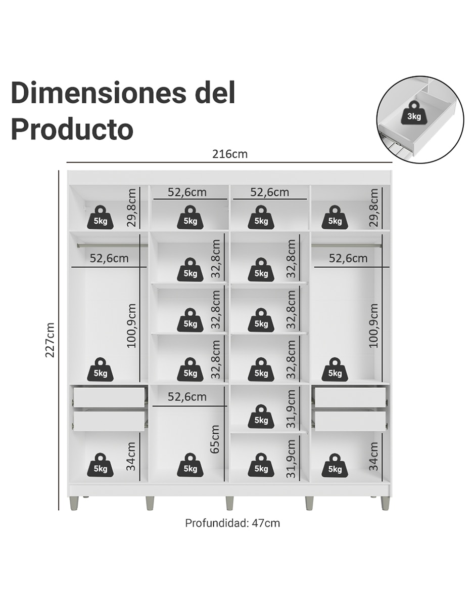 Ropero armable Madesa 1107K84GL1CP de MDP 10
