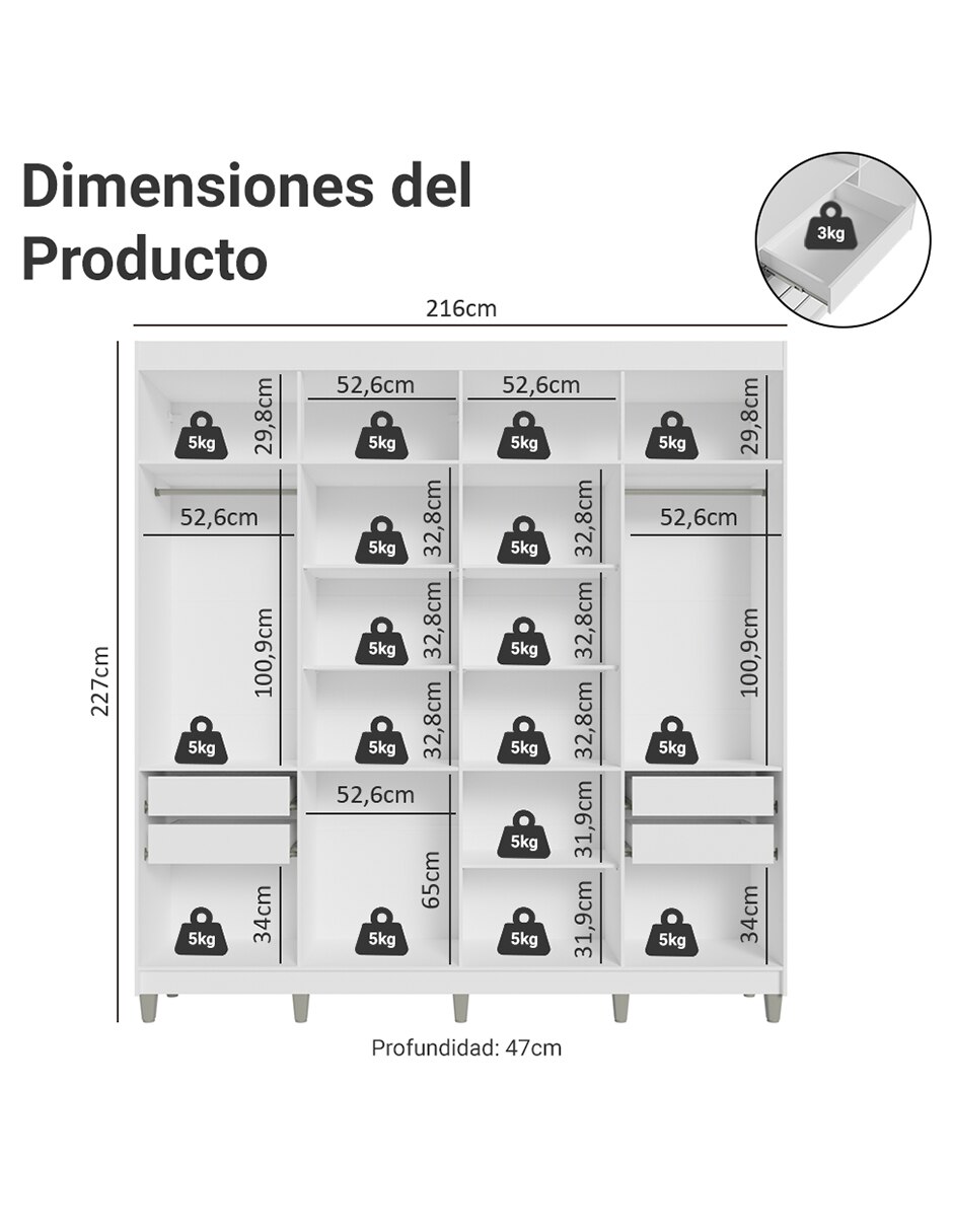 Ropero armable Madesa 1107J54GL1CP de MDP 11