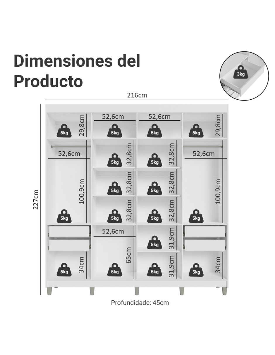 Ropero armable Madesa 110709CL4GL1CP de MDP 10