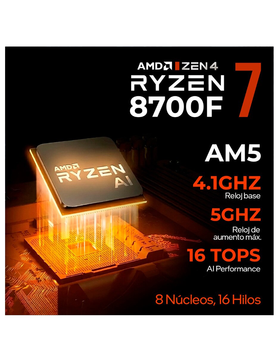 Computadora gamer AMD Ryzen 7 NVIDIA GeForce RTX 5060 Ti 16 GB RAM 1 TB 7