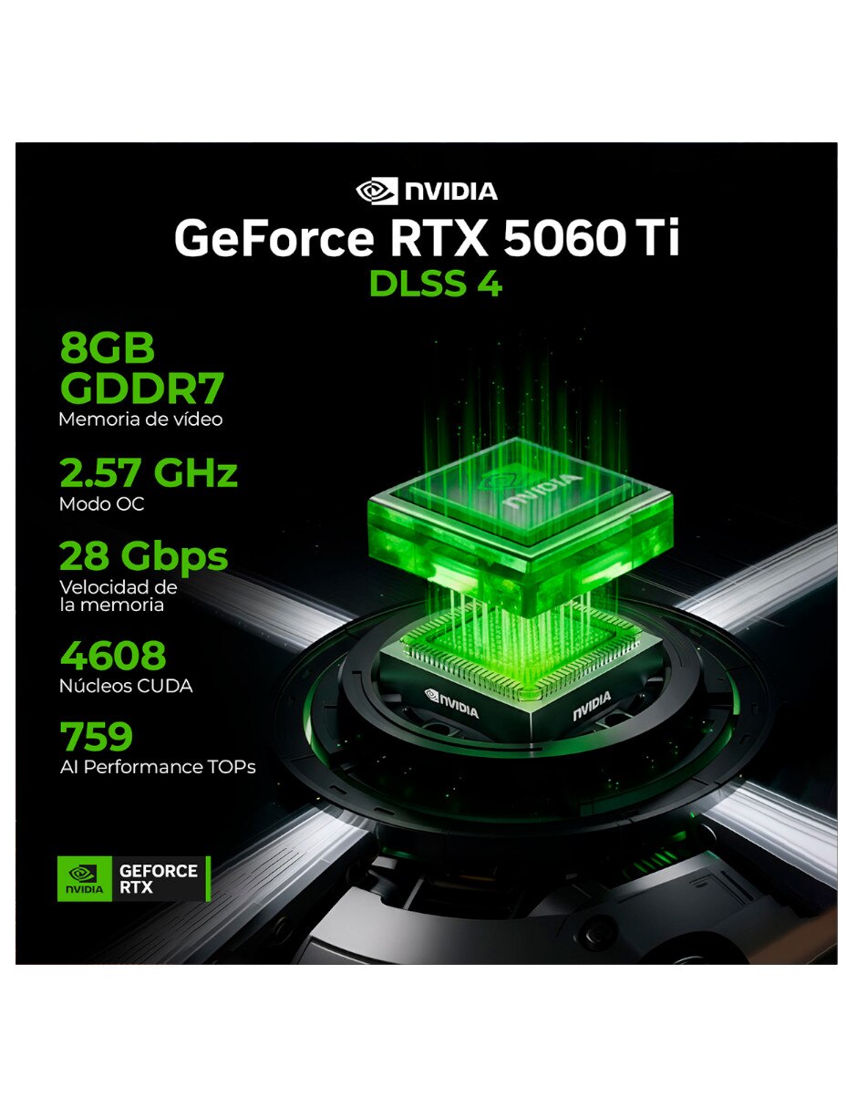 Computadora gamer AMD Ryzen 7 NVIDIA GeForce RTX 5060 Ti 16 GB RAM 1 TB 8