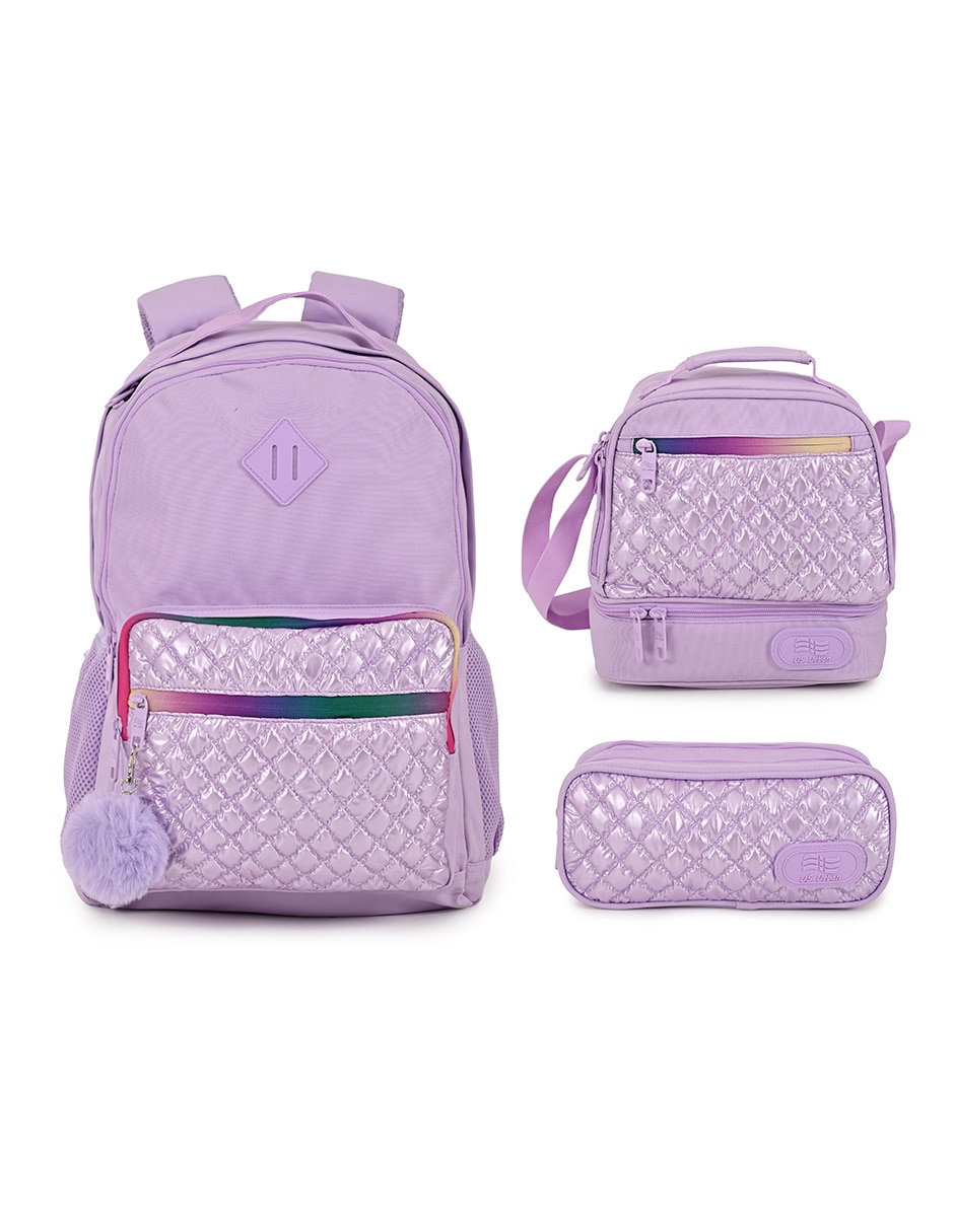 Set mochila escolar lisa para niña