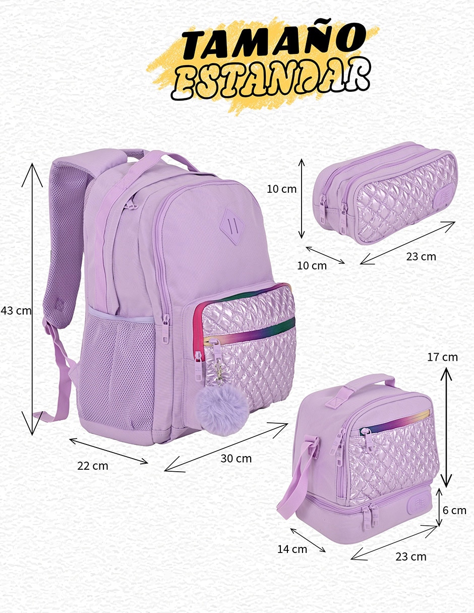 Set mochila escolar lisa para niña