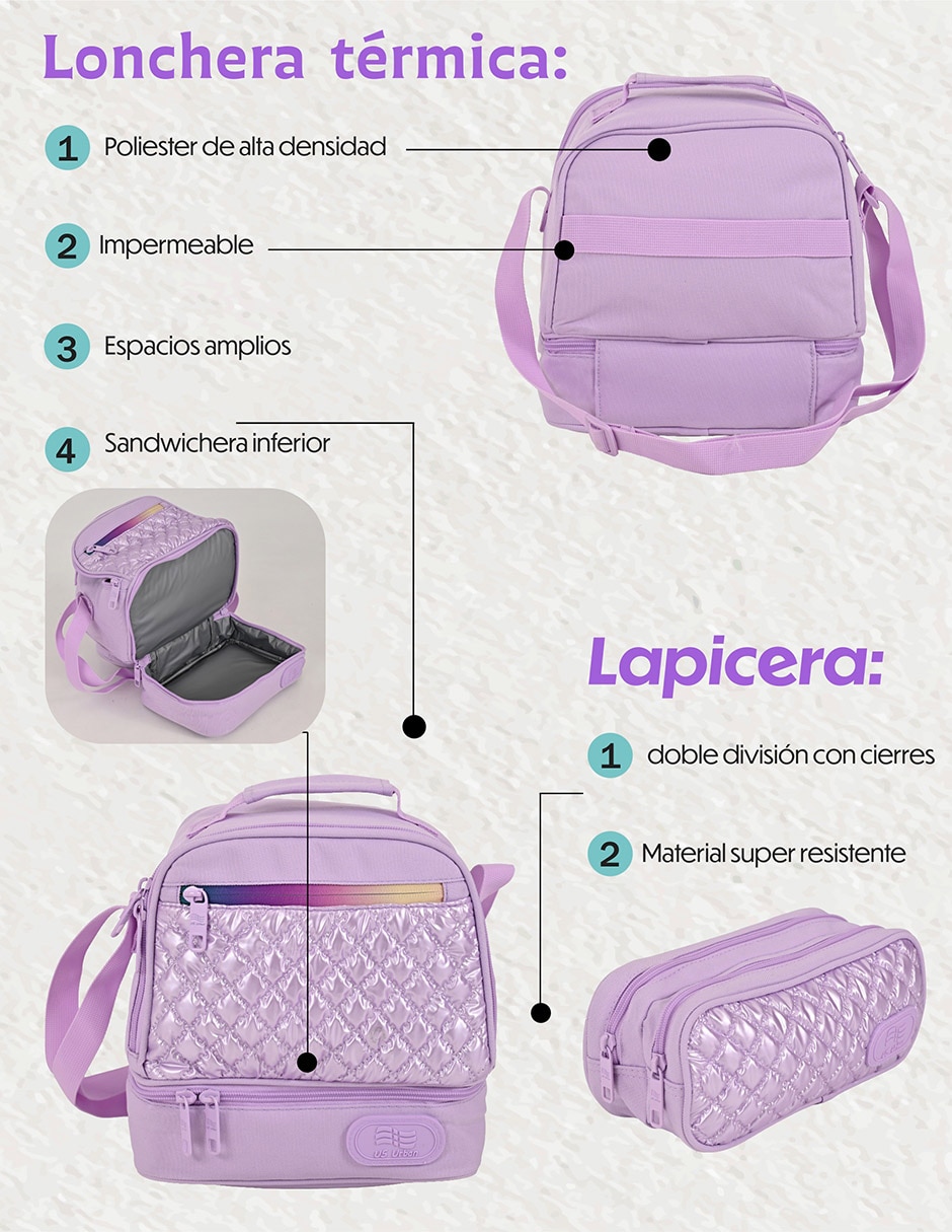 Set mochila escolar lisa para niña