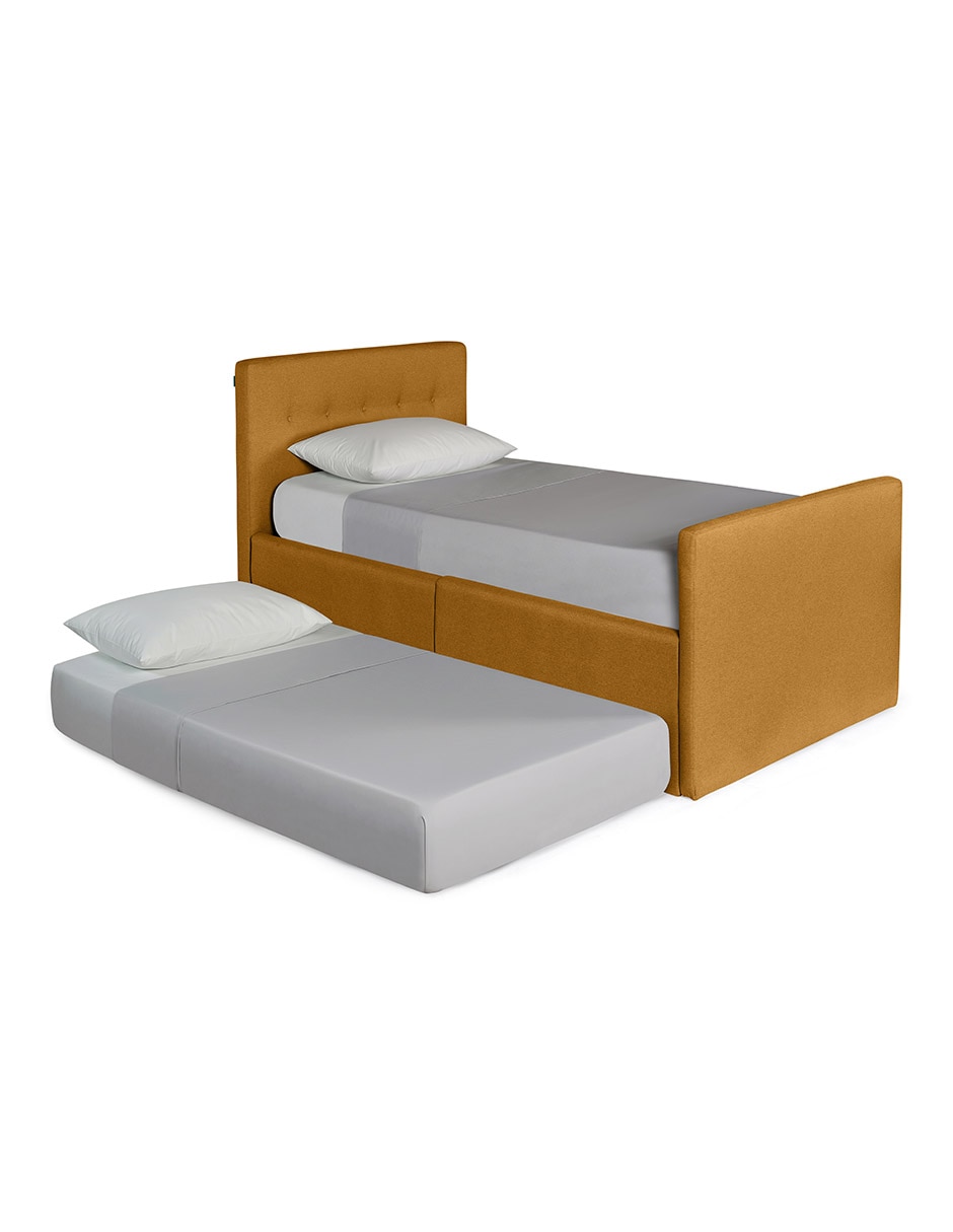 Base para cama armable individual kalia tela lino de madera pino Base para cama armable individual kalia tela lino de madera pino