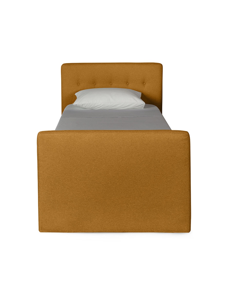 Base para cama armable individual kalia tela lino de madera pino 10