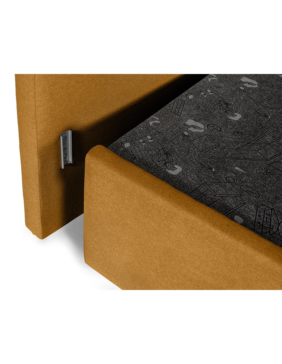 Base para cama armable individual kalia tela lino de madera pino 2