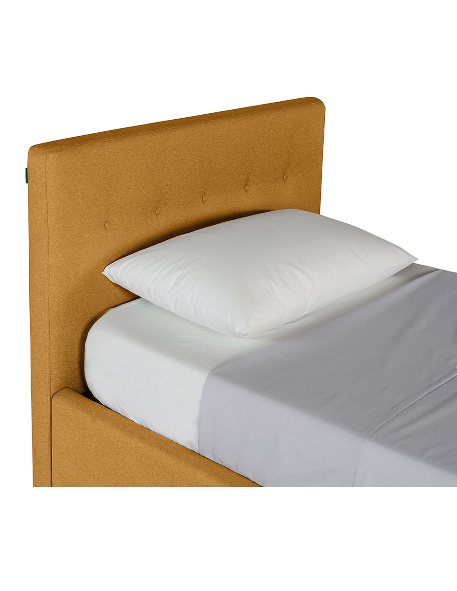 Base para cama armable individual kalia tela lino de madera pino 5