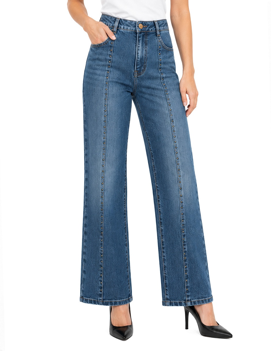 Jeans regular relajado media cintura foley's para mujer