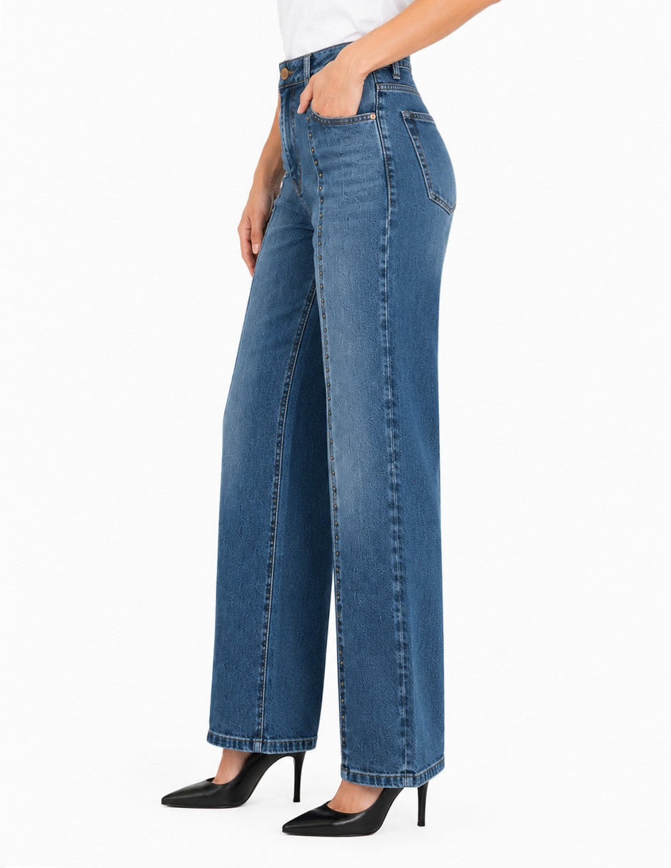 Jeans regular relajado media cintura foley's para mujer