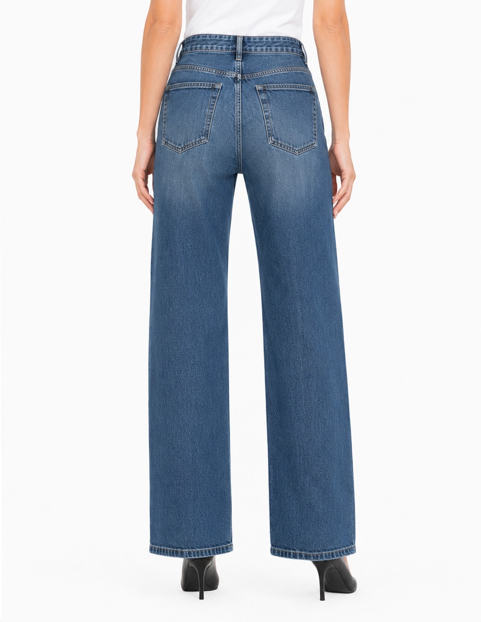 Jeans regular relajado media cintura foley's para mujer