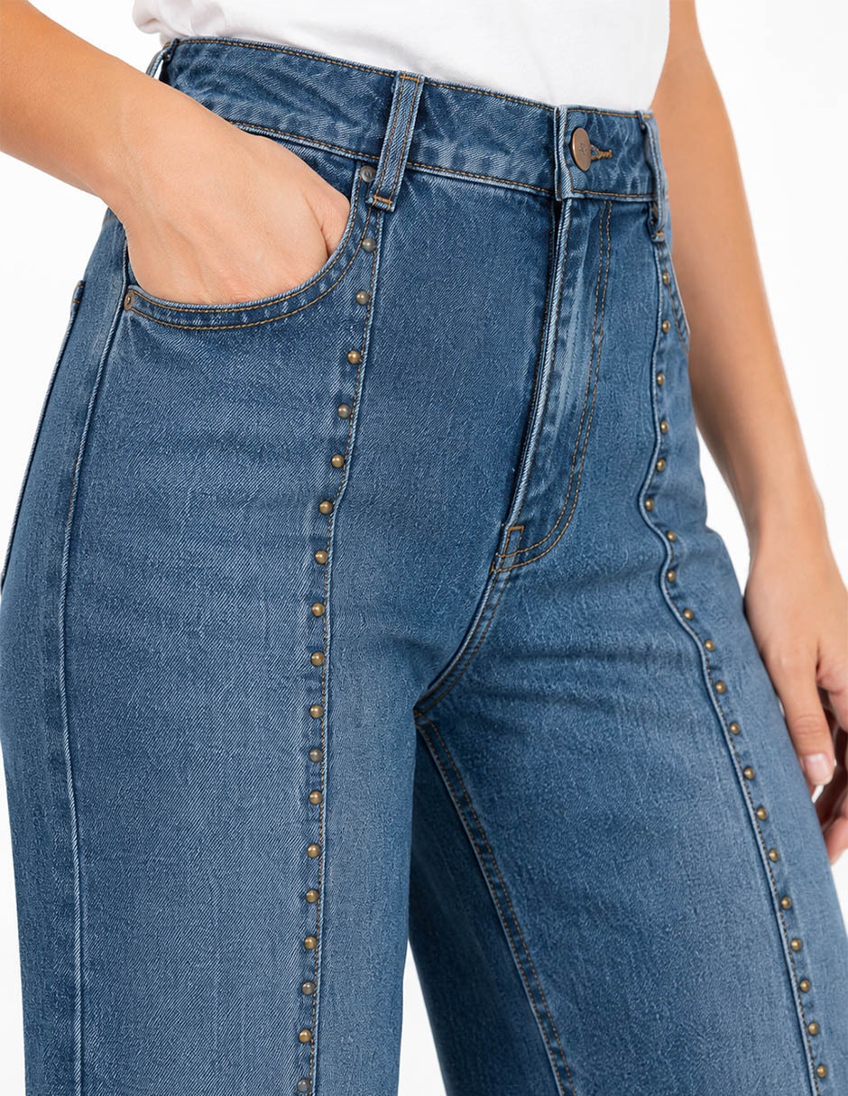 Jeans regular relajado media cintura foley's para mujer
