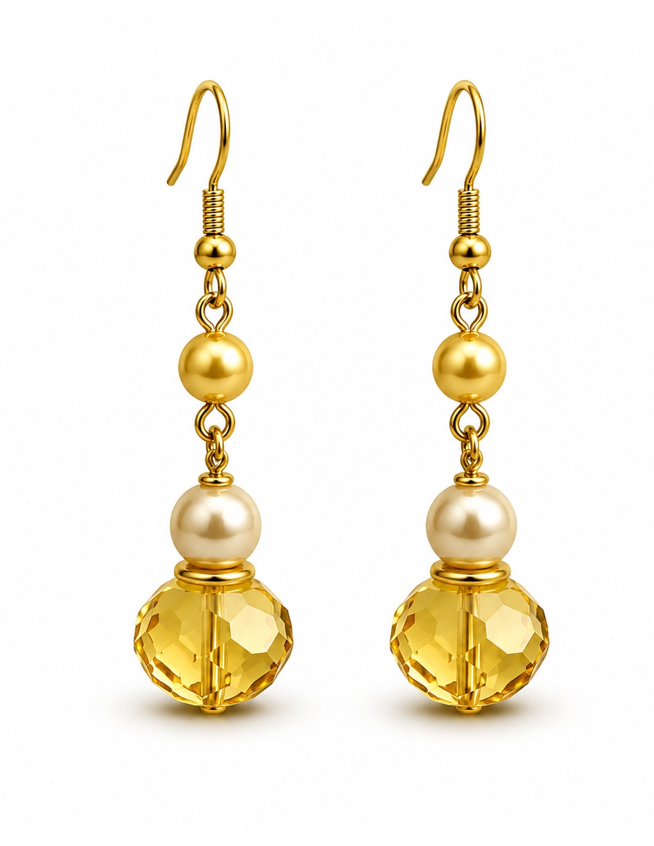 Aretes largos crystals 18 k con acabado baño de oro cristal Aretes largos crystals 18 k con acabado baño de oro cristal