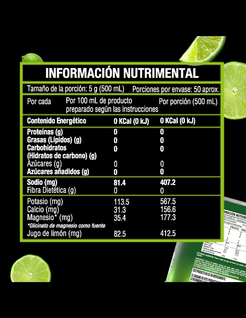 Electrolitos Valara Nutrition sabor lima limón de 250 g