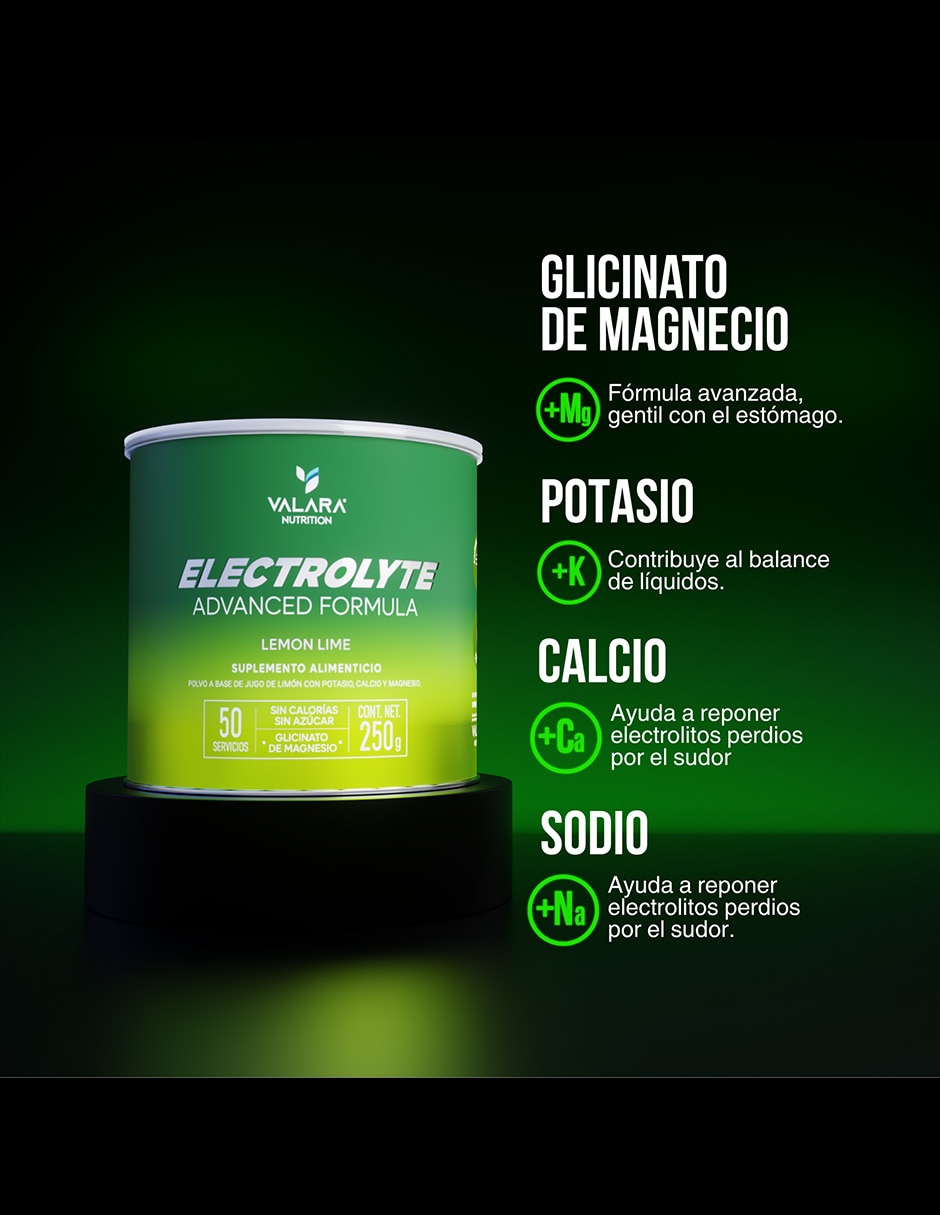 Electrolitos Valara Nutrition sabor lima limón de 250 g
