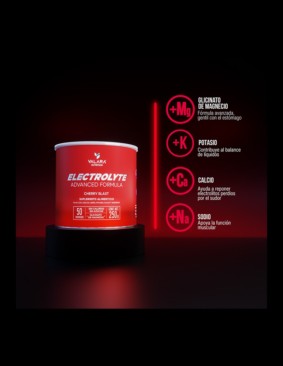 Electrolitos Valara Nutrition sabor cereza de 250g