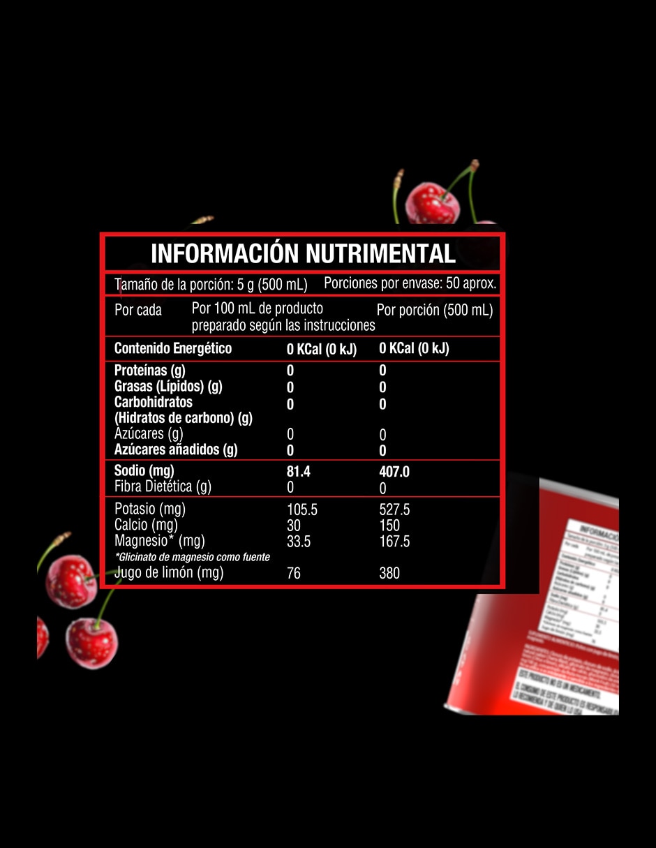 Electrolitos Valara Nutrition sabor cereza de 250g
