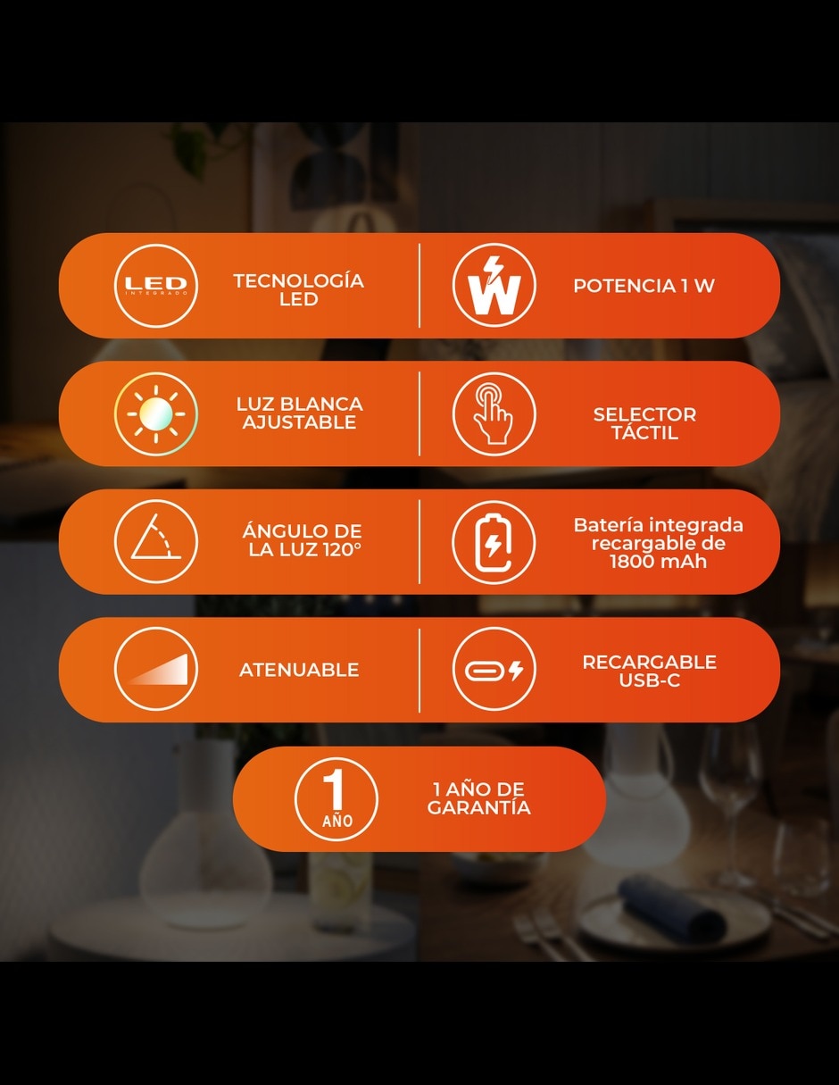 Lámpara recargable led lumbo 4