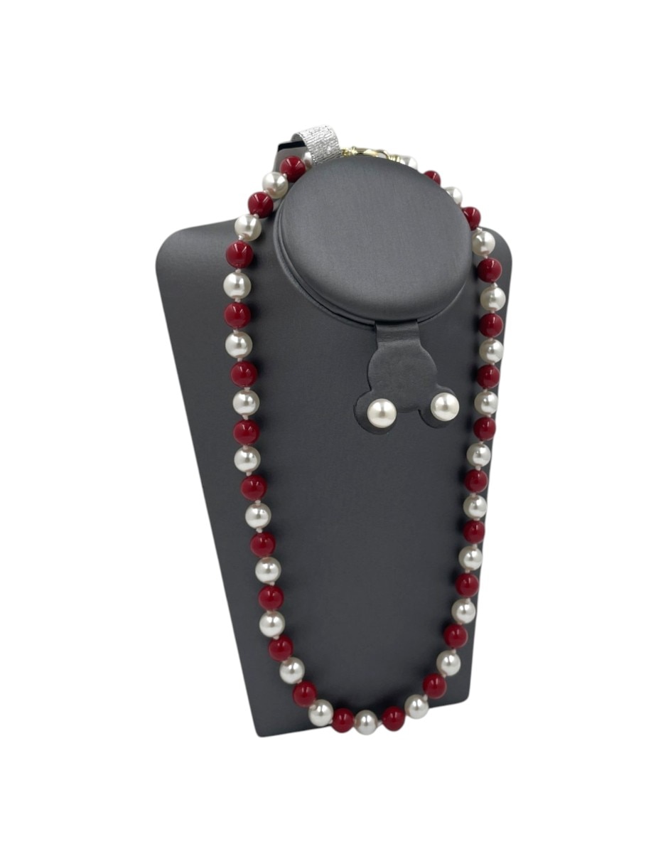 Aretes y collar de perla 4