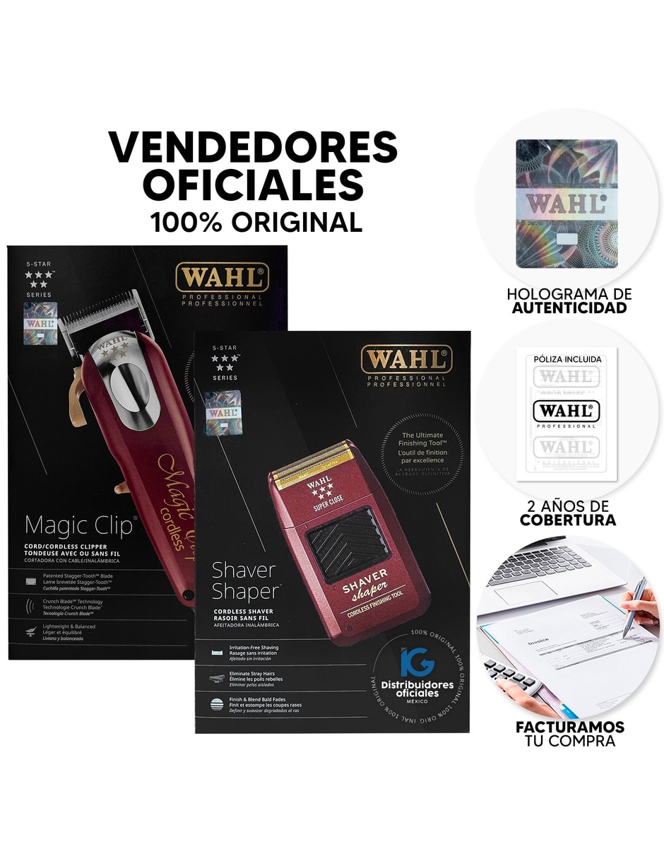 Recortadora para cabello barba y cuerpo Magic Clip Cordless + Shaver Five Star 12