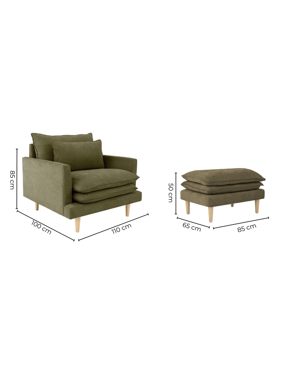 Juego de asiento con taburete Eula 12