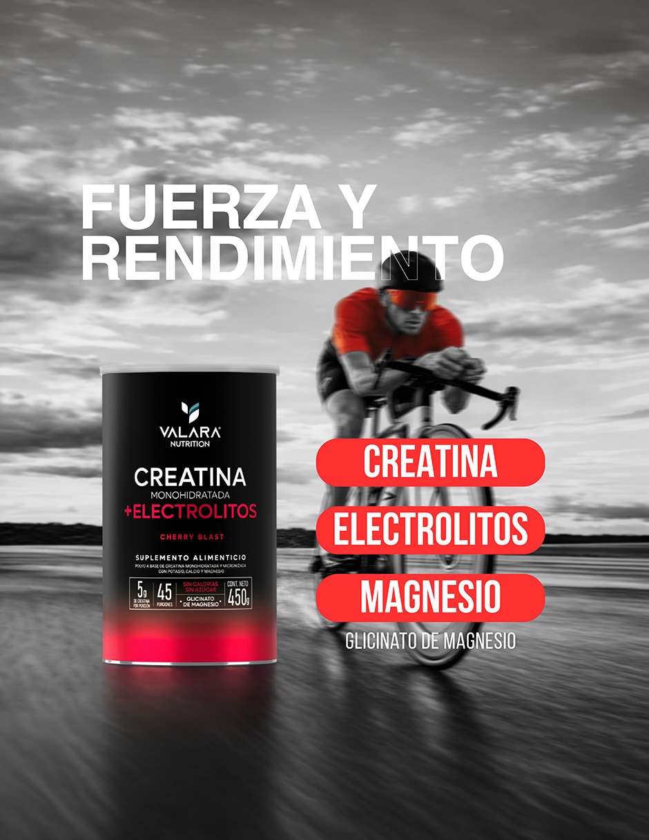 Creatina con electrolitos Valara Nutrition sabor cereza de 450g